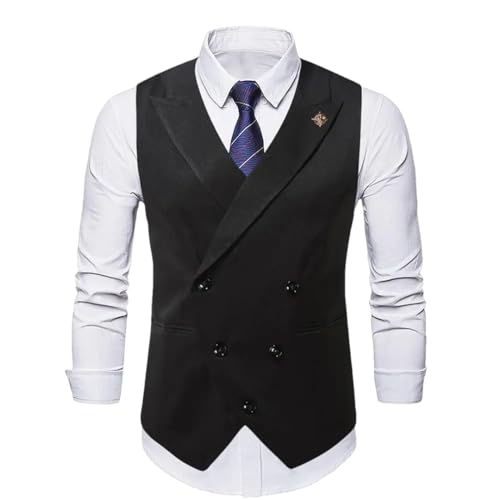 Men’S British Style Double-Breasted Designer Vest Slim Fit Gentleman Waistcoat For Luxury Groom Wedding Gilet