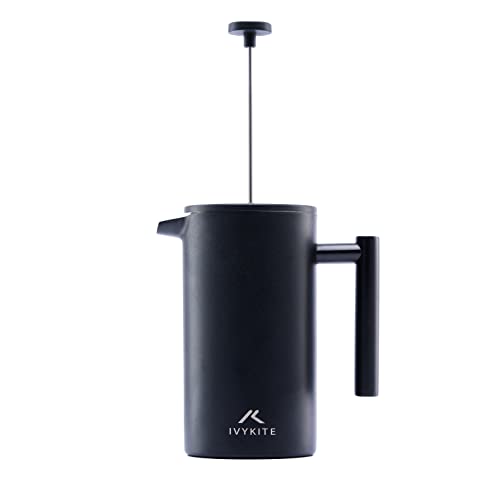 Ivykite 34Oz Stainless Steel French Press - Insulated Cafetiere With Measuring Spoon And Multi-Level Filtration System For Home, Office And Travel - Double Walled Vacuum (1L/34Oz) #TOP4