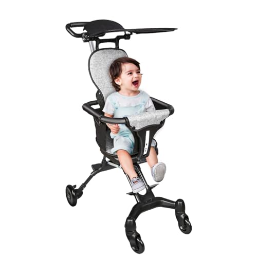 Triciclo de bicicleta infantil con espacio de almacenamiento, parasol, triciclo explorer 4 en 1 – Triciclo plegable y escalable en draisiana para niños de 10 meses a 5 años – 30 x 55 x 86,5 cm – gris