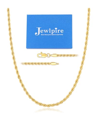 Jewlpire 14K Gold Plated Chain Necklace for Men 4mm Stainless Steel Rope Chains 14K Gold Plated Chain for Men Mens Chains Necklace 18 Inch