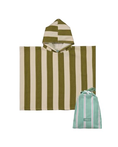 molis&co. Badeponcho für Kinder. Kapuzen-Strandtuch. Leichter und kompakter Bademantel für Kinder. (Khaki & Cream 1-2 Jahre)