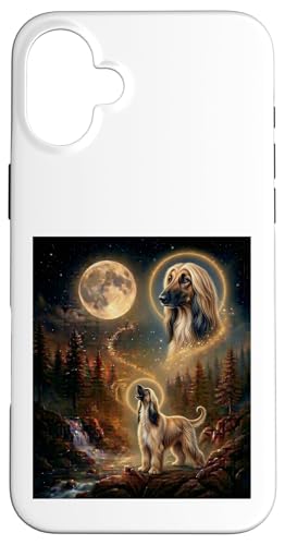 Afghan Hound Howling At The Moon Funny Afghan Hound Dog Case for iPhone 16 Plus