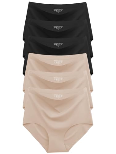 Image of Cuweni Womens Underwear Seamless High Waisted Briefs Silky Stretch No Show Breathable Full Coverage Ladies Panties 6 Pack