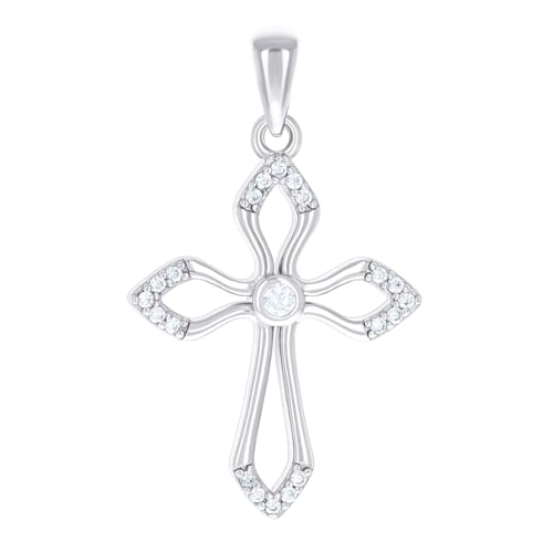 Collier croix argent 925 et zircone pour femme de dimensions 24 x 12,4 mm