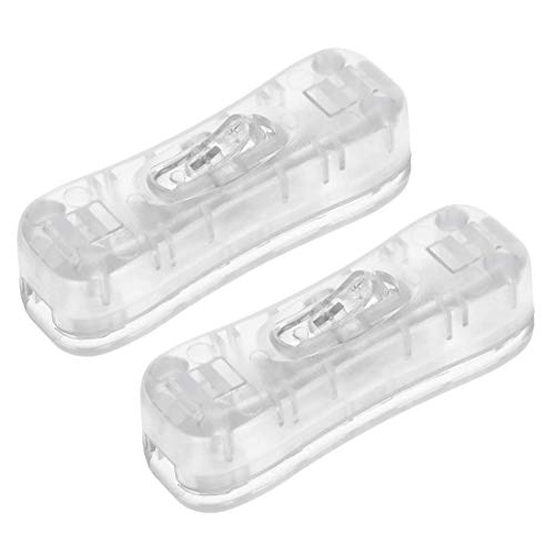DealMux Interruptor de cable en línea AC 250V 2A SPST Interruptor basculante de alimentación directa para lámpara de mesa de dormitorio Luz de escritorio, paquete transparente de 2 Cover