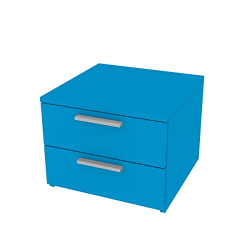 MOBILFINO CAMERETTE Commode colorée pour Chambre - 2 tiroirs à Fermeture amortie - Turquoise