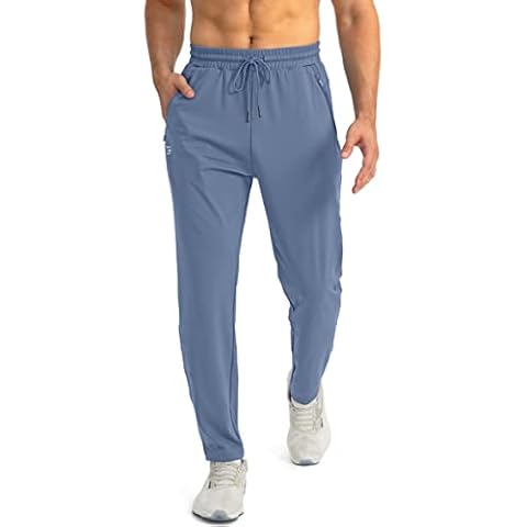 G Gradual Men's Sweatpants with Zipper Pockets Tapered Joggers for Men Athletic Pants for Workout, Jogging, Running, Slate Blue, Large Cover