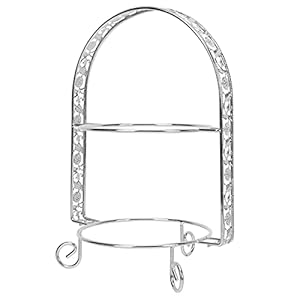 DOITOOL 2 Tier Cake Houder Stand, Iron Dessert Rack, Europese Cake Display Rack voor Voedsel Serveren Tapas, Sushi, Voorgerecht, Cake, fruit, Dessert (Sliver)