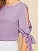 Floerns Women's Pearls Beaded Knot Cuff Half Sleeve Office Blouse Tops Lilac Purple L