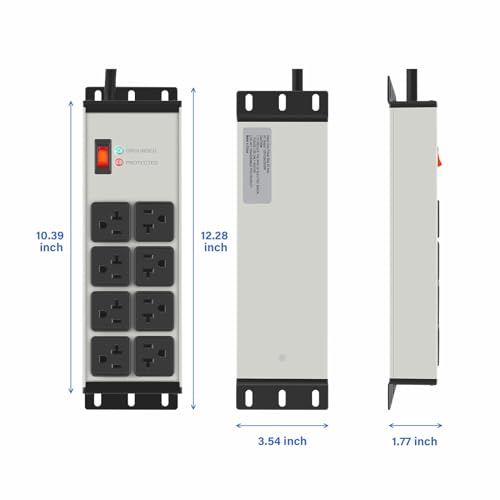 Image of CCCEI 12 Gauge Heavy Duty Power Strip, 8 Ports, Grey, 12FT.