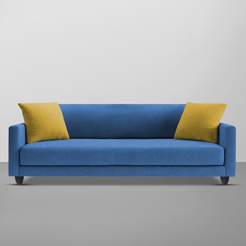 Image of Casaliving Dominic 3 Seater Sofa Set for Living Room (Blue Fabric) Premium Fabric Sofa