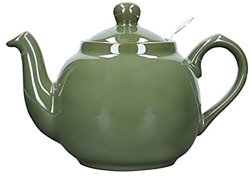 London Pottery Farmhouse Small Teapot with Infuser, Ceramic, Green, 2 Cup (600 ml)