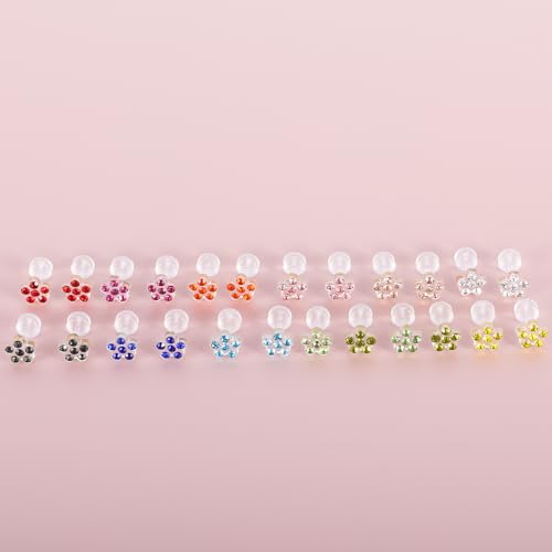 Plastic Post Metal Free Stud Earrings for Sensitive Ears Multi Colored Birthstone CZ Round Flower Stud Earrings Set for Women2