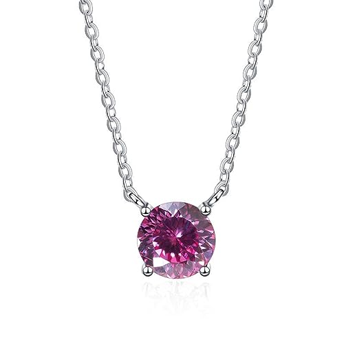 Collier moissanite anti-ternissement et pendentif 1ct diamant femme rouge vert