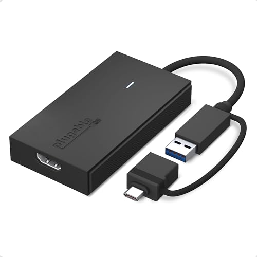 Image of Plugable USB C to HDMI Adapter, Universal Video Graphics Adapter for USB 3.0 and USB-C Macs and Windows, Extend an HDMI Monitor up to 1440p@60hz