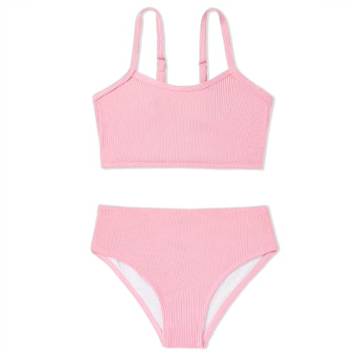 Image of Century Star Girls Ribbed 2-Piece Bikini Swimsuit - Fully Lined Modest Bathing Suit for Teens & Tweens