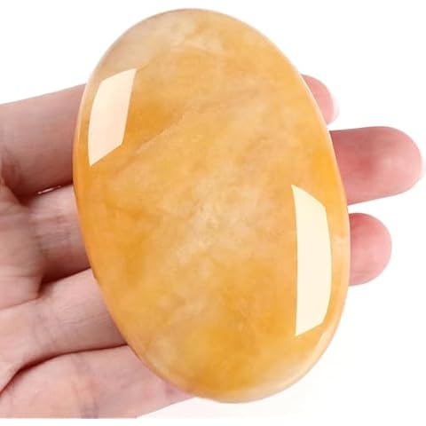 XIANNVXI Polished Yellow Jade Healing Stone Cover