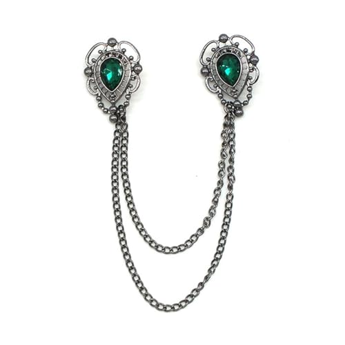 Image of Antique Collar Clips Brooches Lapel Pins for Women Girls Unisex Vintage Elegant Enameled Flower Imitation Pearl Blue Rhinestone Layered Tassel Chain Drop Dangling Necktie Tie Shawl Scarf Dress Accessories Jewelry Christmas Birthday