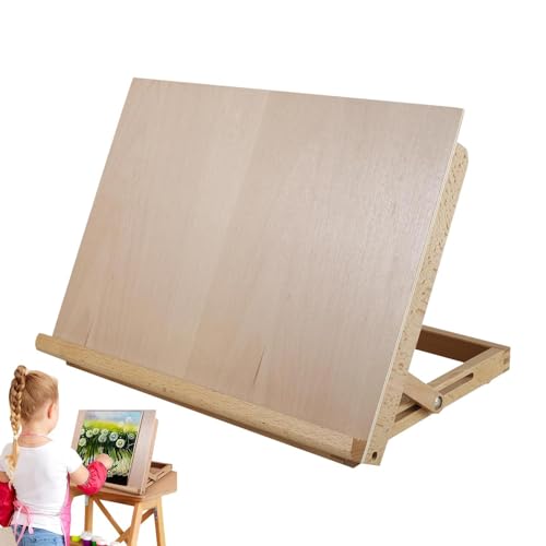 Caballete de pintura de mesa – Soporte de arte plegable de madera con inclinación ajustable y soporte de lona seguro, caballete ligero para bocetos y presentaciones para trabajo creativo en cualquier