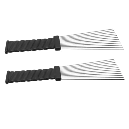 FRCOLOR 2 Piezas Cepillo De Pelo Para Hombre Peluca Afro Peine Afro De Acero Peine Afro Para Peine Para Hombre Peines De Peluquería Peine Con Pico De Metal Peine Afro Grande Tejer África