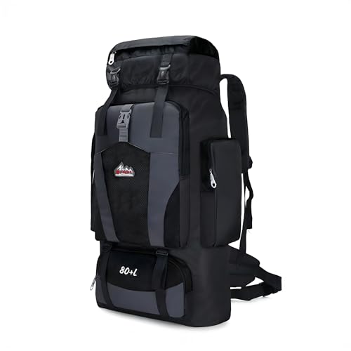 JustGoFit Mochila Cargueira de Camping 80L – Impermeável, Grande Capacidade, Ajustável, Para Trilhas e Viagens
