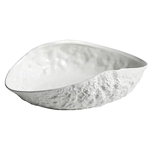 TOPBATHY 2 Piezas Placa de alta con diseño de roca cuencos de pescado para bebidas grandes conchas de vieira fruteros fruteira bandejas decorativas placa de cerámica tazón de dulces