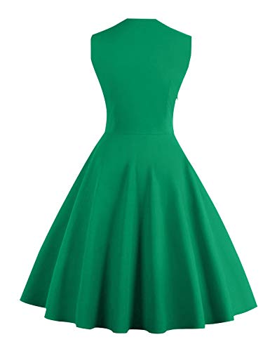 Image of KILLREAL Women's Vintage Polka Dot Print A-Line Pin Up Style Sleeveless Cocktail Party Casual Dress