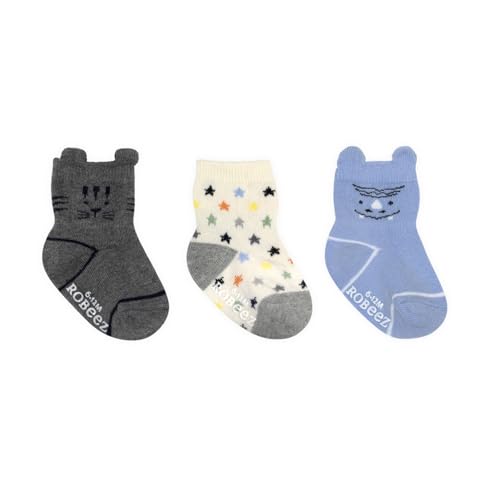 Robeez Baby Boys 3-Pack Socks,Hunter & Rhyno, 0-6 months