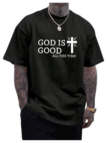 Floerns Men's Summer Causal Cross Graphic Print Short Sleeve T Shirts Crewneck Tee Tops