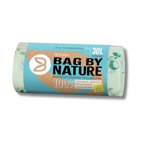 Bolsas compostables para residuos orgánicos 30L con asa - 39 bolsas - Fabricadas en Alemania, 100% compostables y biodegradables - también en 6L, 10L, 20L
