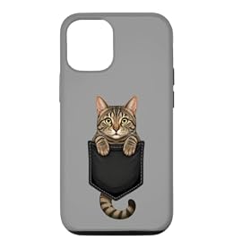 Brown Tabby Cat Lover Cute Pocket Cat Mom Case for iPhone 12/12 Pro