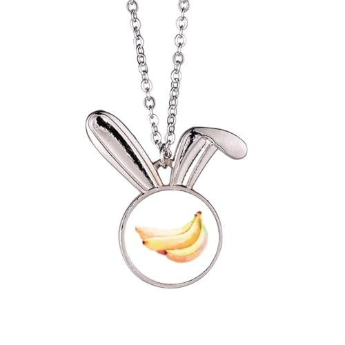 Collier lapin aquarelle pendentif animaux fruits bananes bijou fantaisie