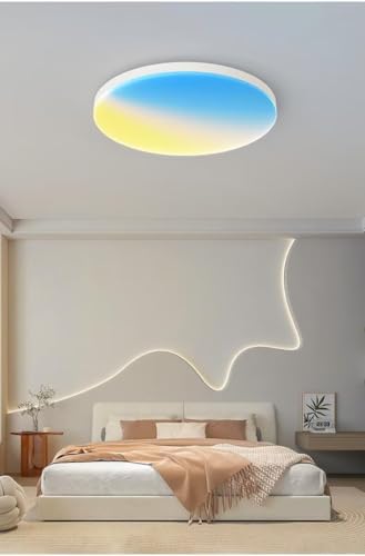 AstrizLamp LED Smart Plafoniera 80W Bianca 52cm Rotonda Luminaire plafond Dimmerabile RGBIC Compatibile Interruttore muro Telecomando&APP Illuminazione d'atmosfera piatta per camera da letto Soggiorno