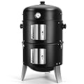 SUNLIFER BBQ Charcoal Smoker for Meat: 16 Inch Heavy Duty 4 In 1 BBQ Charcoal Grills - Vertical Barbecue Smokers Grill Combo for Outdoor Cooking Patio Backyard Picnic Party Grilling
