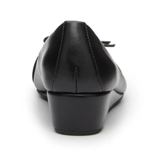 FOWT Women Bow Round Toe Pumps Slip on Low Heel Wedges Formal Office Event Daily Shoes Size 4-16 US3