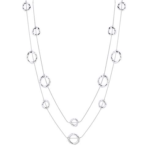 Silver Long Necklaces for Women Fashion Double Layered Sweater Chain Y Necklace with Gifts Box1