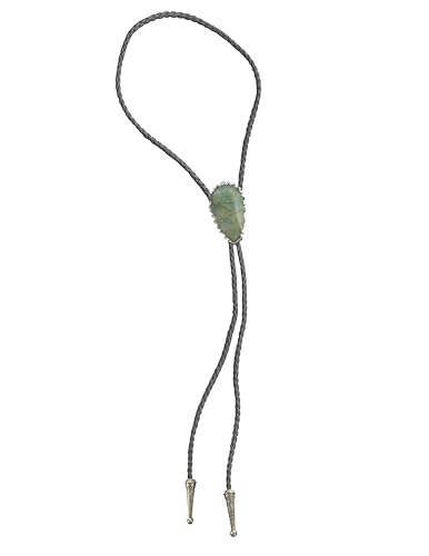 Image of Daisy Del Sol Bolo Tie Turquoise Stone Braided Vegan Faux Leather Silver Tips Handmade Necklace Adjustable Boho Western Jewelry