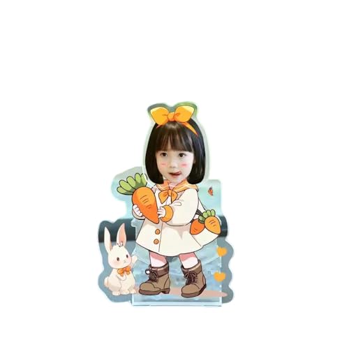 Customizable Acrylic Car Dashboard Photo Stand | Anime Cartoon Character Display Holder | Personalized Car Interior Decor Gift Accessories (Dual-Purpose Solar Cell [Rabbit Carrot])