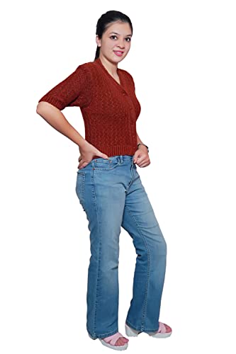 Image of Women's Hosiery Woolen Solid Half Sleeve Sweater Blouse