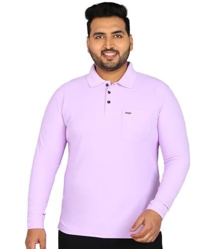 Image of INKKR Plus Size Men's Solid Polo Neck Full Sleeve T-Shirts