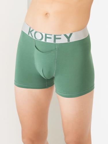 Image of KOFFY Men's Malleable Cotton Lycra Long Trunk with Minus Cutting Pouch I Wrinkle Free I Moisture Wicking Technology