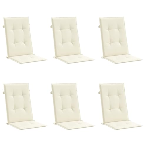vidaXL Cojín Silla de jardín Respaldo Alto 6 uds Tela Crema 120x50x3cm