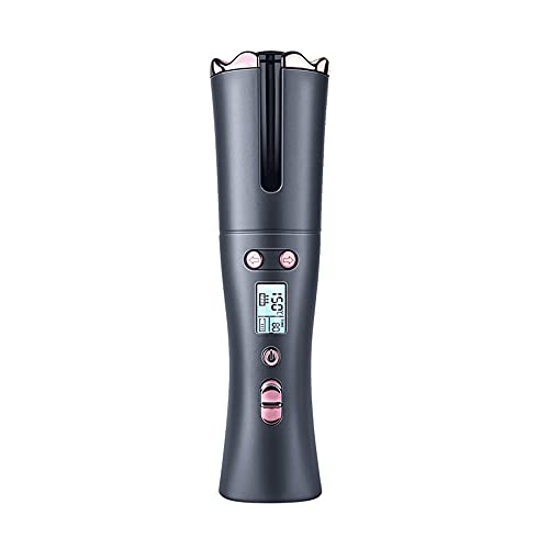 Linjolly Curler de Cabello inalámbrico Portátil Auto Curling Hierro Anti Tangle LCD Monitor USB Ajustes Recargables de Temperatura y Temporizador Auto Apagado Curling Wand (Color : A)