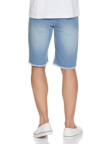 Image of The Indian Garage Co Men Slim Fit Solid Mid-Rise Denim Shorts