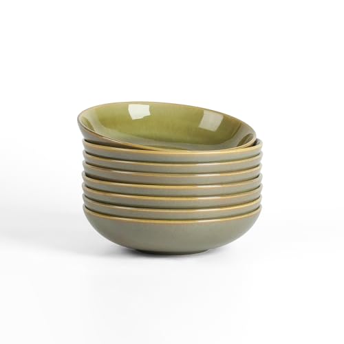 Image of Stone Lain Riley 8-Piece Pasta Bowl Set Stoneware, Bowls, Dishwasher and Microwave Safe, Dish Set for 8, Green and Blue