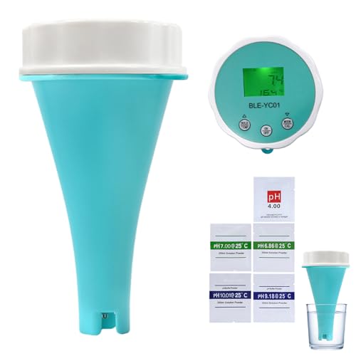Probador de Agua para Piscina con Bluetooth, 6 en 1 Digital pH/EC/Salinidad/ORP/Temperatura/Medidor de Cloro Analizador de Calidad del Agua, para Piscinas, jacuzzis, spas de natación