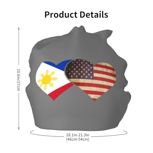 Philippines Flag and American Flag Children Hip Hop Knitted Hat Kids Elastic Leisure Knit Cap Warm Sleep Beanies Black2