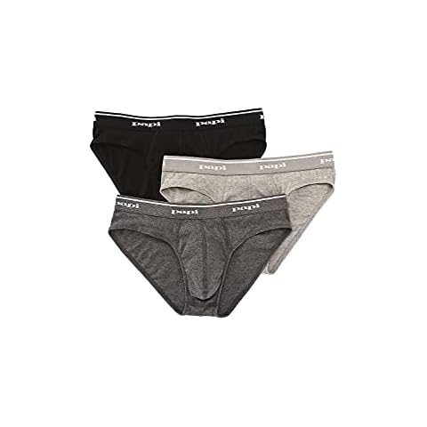 Papi Men's Cotton Low Rise Brief Pack of 3 Underwear, Black/Charcoal/Heather Grey, X-Large Cover