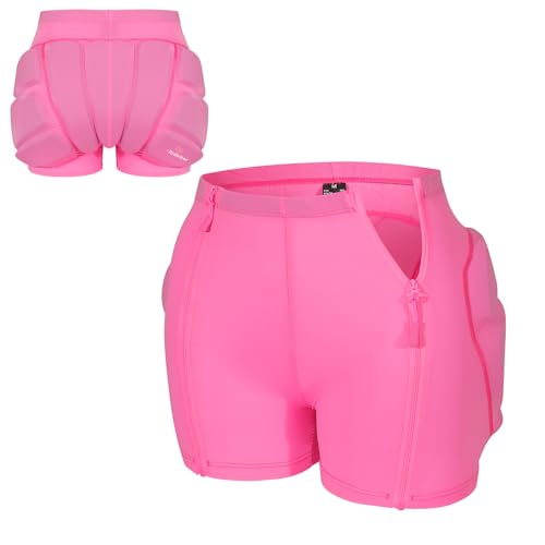 Kids Snowboard Protection Impact Shorts with ZipperSnowboard Butt Pad Women Butt Pads Snowboarding for Ski Protection Snowboard Padded Shorts (Pink Medium)