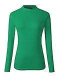Veranee Women's Long Sleeve Slim Fit Turtleneck Basic Layering T-Shirt (Small, Green)